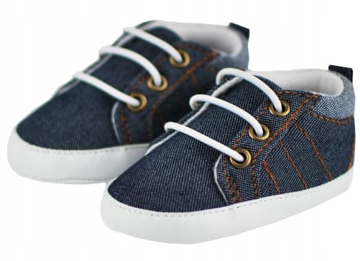 Marinblå eleganta barnsko i jeans 0/6 år
