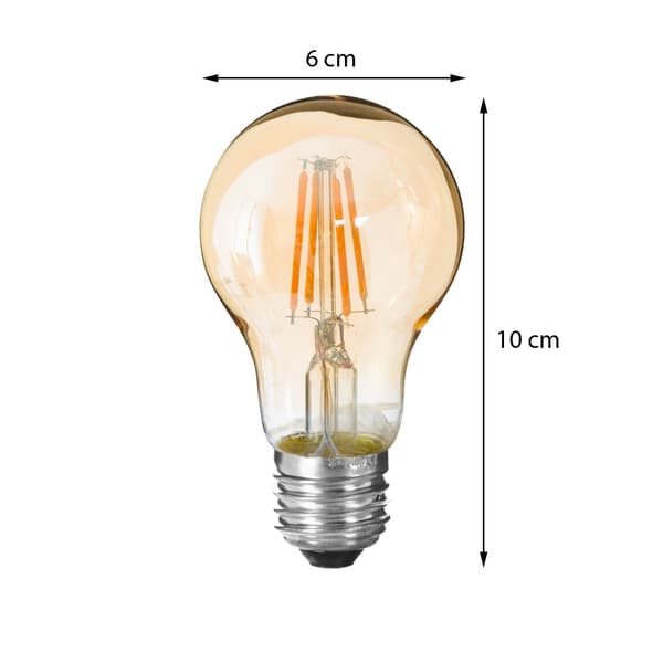 Ravfarvet, lige LED-pære 4,2W E27