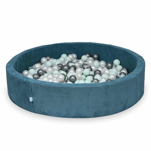 Dry pool 130x30 Corduroy Blå 600 bolde: perle, sølv, lys mint