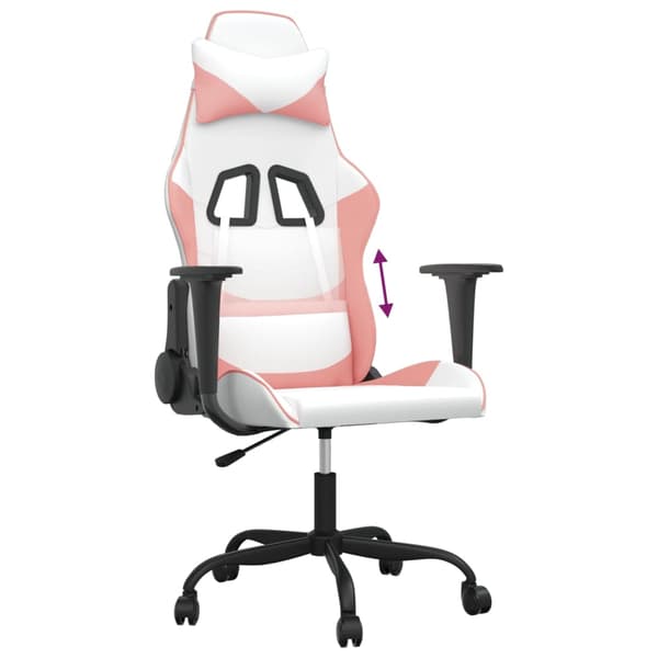 vidaXL Gamingstol, vit och rosa, konstläder