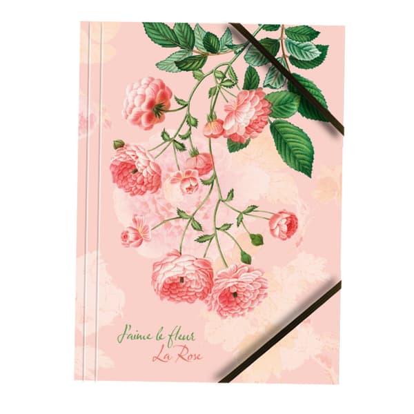 Lakeret papmappe A4 med elastiske hjørner. Roses T601-D2