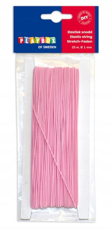 DIY Rund Elastiksnor Lyserød Ø1mm25m
