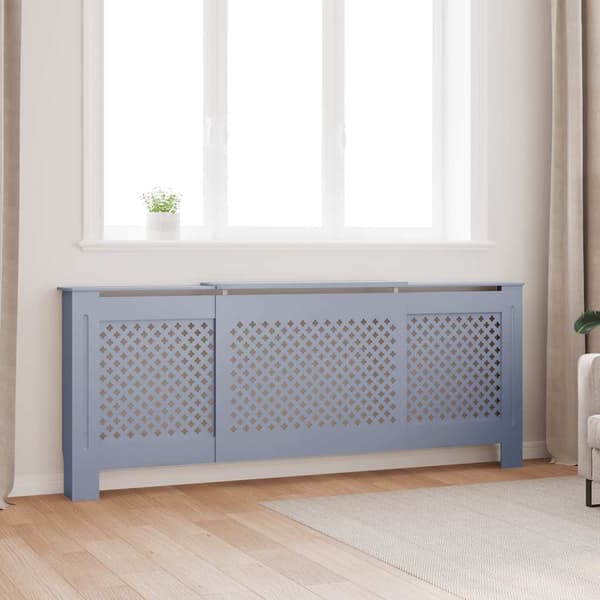 vidaXL Radiatorskydd, MDF, Grå, 205 cm