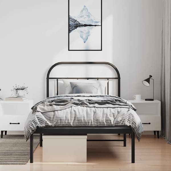 vidaXL metalsengestel med hovedgærde sort 100x200 cm