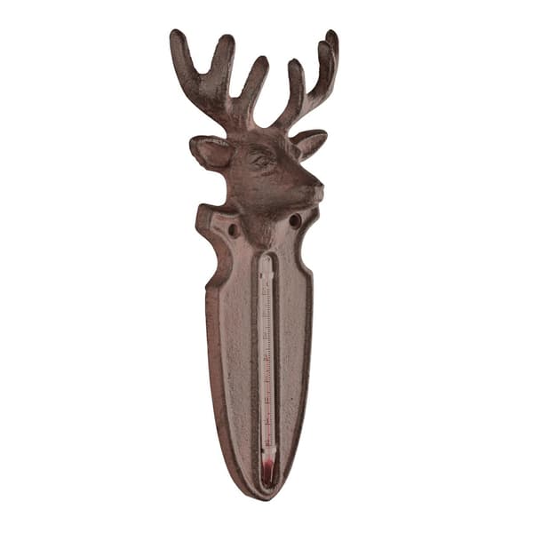 Väggtermometer i gjutjärn, hjort, 22 cm