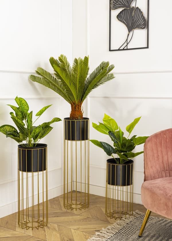 Modernt blomsterställ 55 guld svart