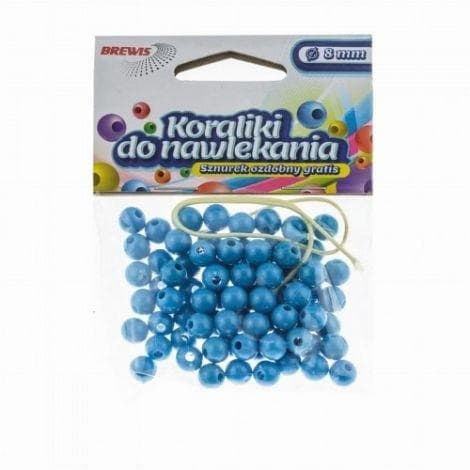 Blå pärlor + snöre 6mm 16g