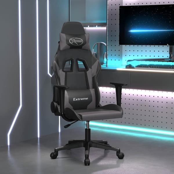 vidaXL gamingstol, sort og grå, kunstlæder