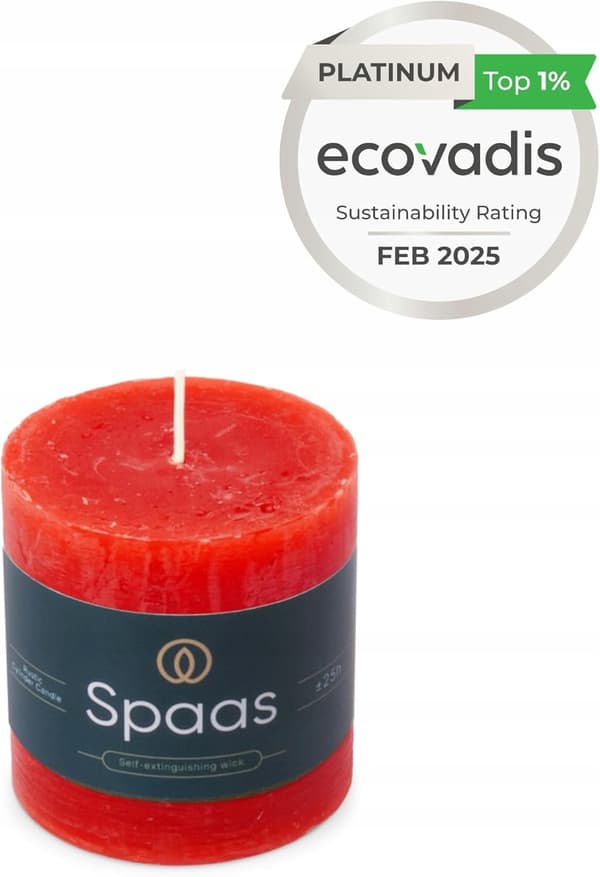Spaas Rustikt Bloklys 70/70 mm 25 timer, Rød