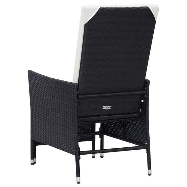 vidaXL havestol med hynder, sort polyrattan