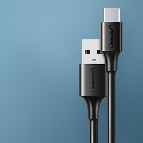 USB - USB-C hurtigopladningskabel 3.0 3A adapter 0,25 m sort