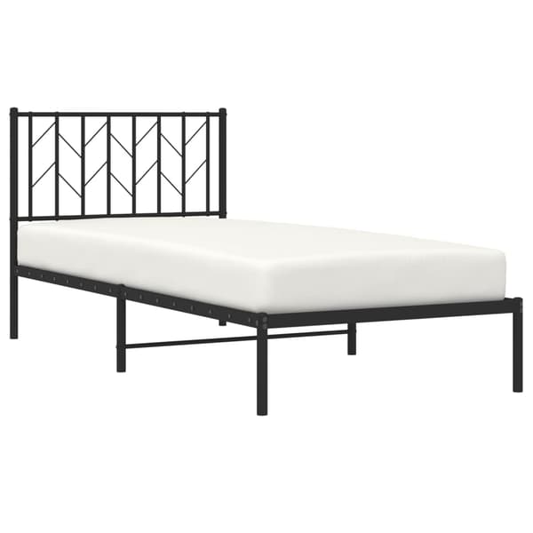 vidaXL metalsengestel med hovedgærde sort 90x200 cm