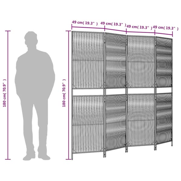 vidaXL 4-panels brun polyrattanskærm