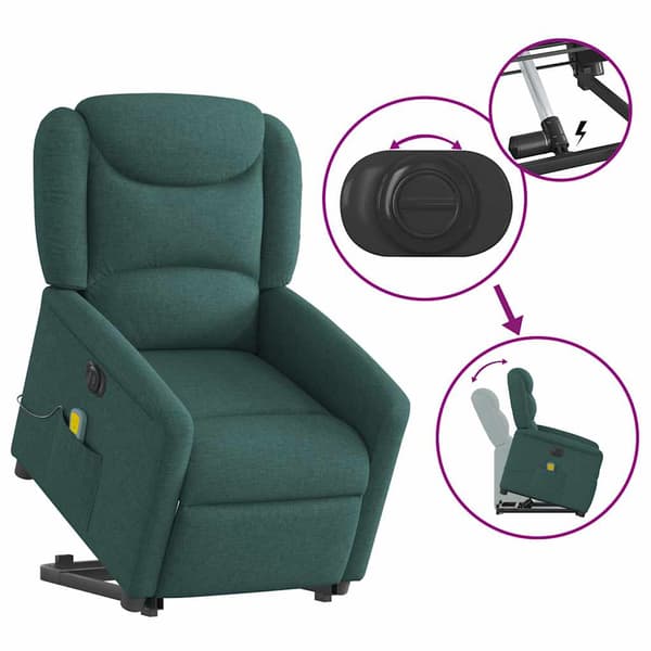 vidaXL Elektrisk lyftande massagefåtölj grön
