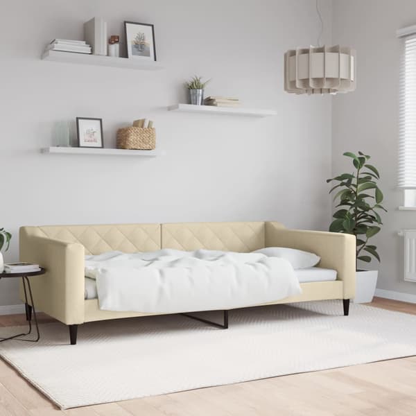 vidaXL Bäddsoffa krämfärgad 100x200 cm tygklädd
