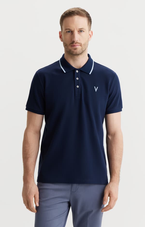 Ensfarvet polo L