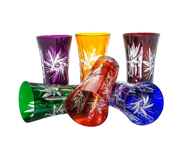Farverige krystal shotglas 50 ml Olive Grinder