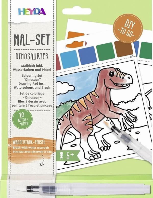 Målarbok med vattenfärger - Dinosaurier
