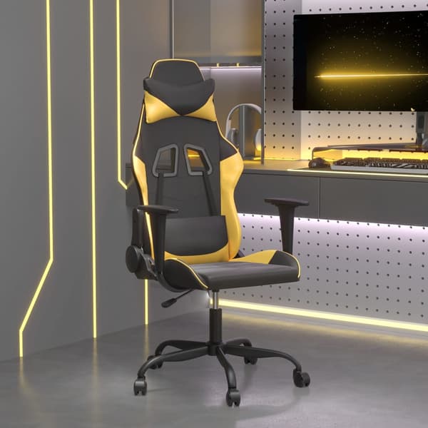 vidaXL gamingstol, sort og guld, kunstlæder