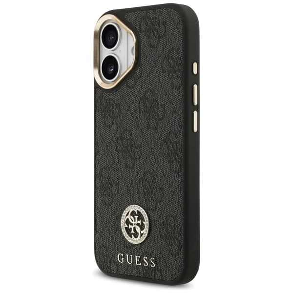 Guess 4G Strass Logo & Store Rem Metalknapper MagSafe-cover til iPhone 17 Sort