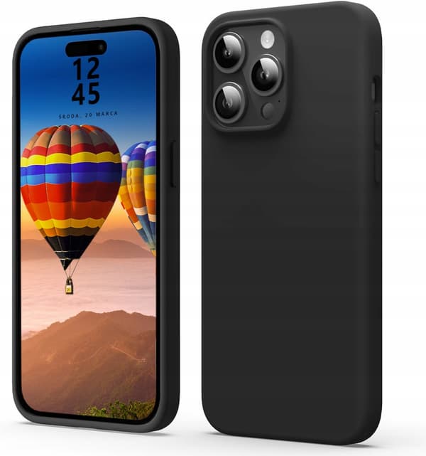 Etui til iPhone 16 6,1" Mat Matte Cover PLECKI Sort Blødt + 9H Glas