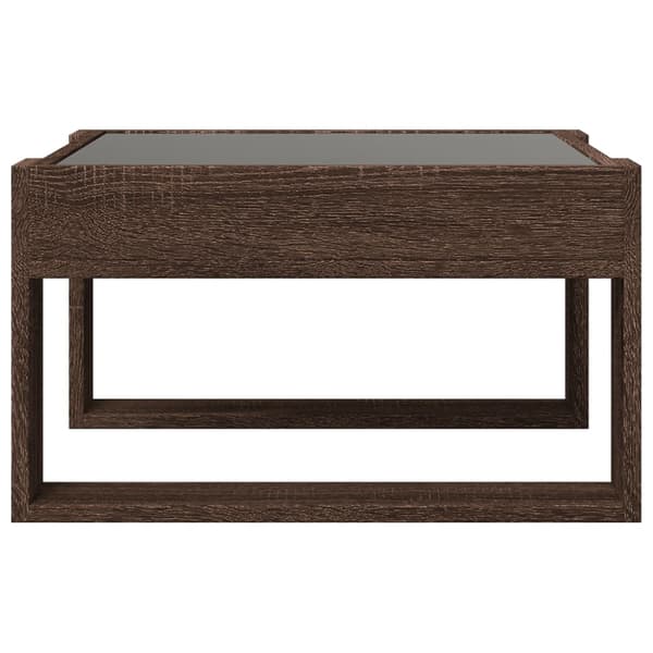 vidaXL Infinity sofabord med LED-lys brunt egetræ 50x53x30 cm