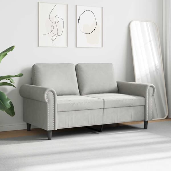 vidaXL 2-sitssoffa ljusgrå 120 cm klädd i sammet