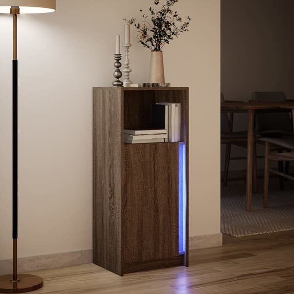 vidaXL LED-skab brunt egetræ 42,5x34x100 cm