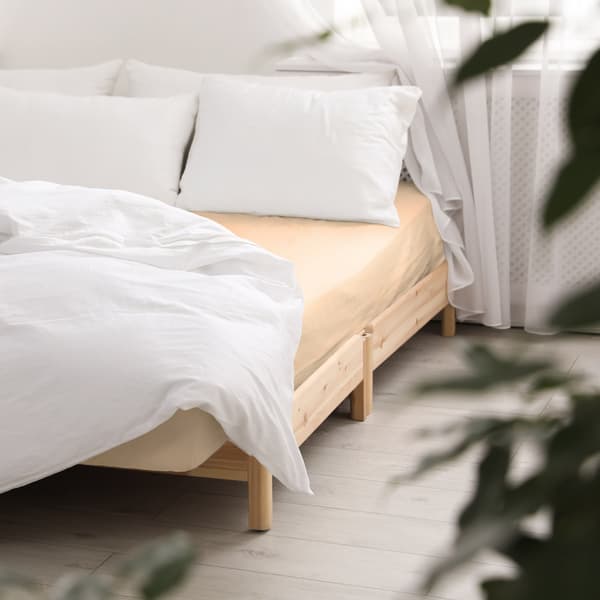 Bomullslakan 90x200 slät satin, ljusbeige