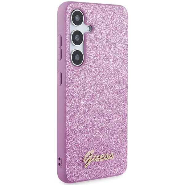 Guess Glitter Script cover til Galaxy S24+, lilla/lilla
