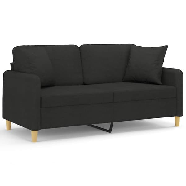 vidaXL 2-sitssoffa med kuddar, svart, 140 cm, tyg