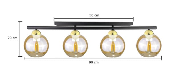 Loftlampe 4xE27 AMARUS SORT/GULD