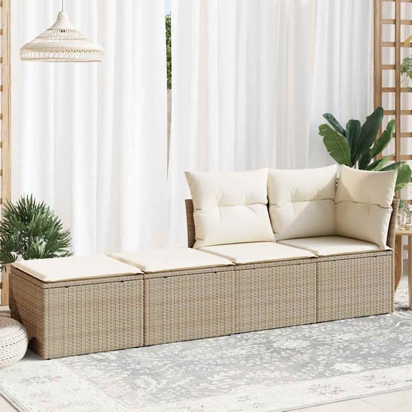 vidaXL 2-delt sofasæt med hynder, beige, polyrattan og akacie