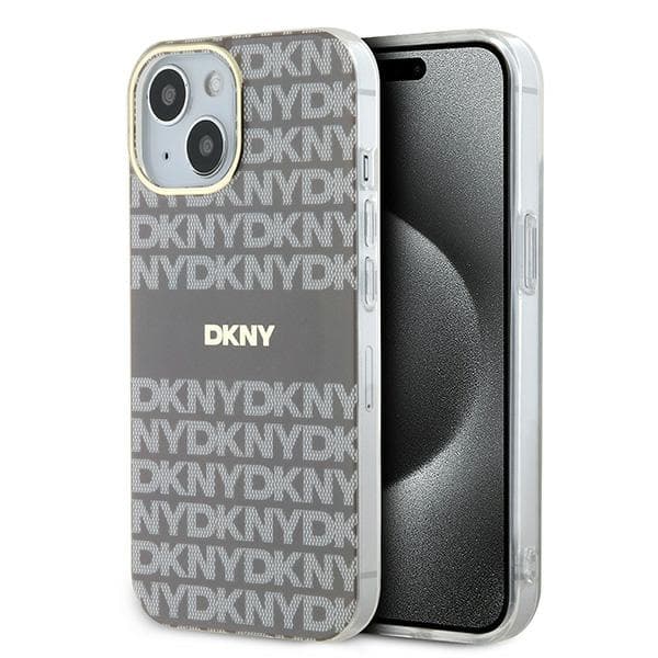 DKNY IML Mono & Stripe MagSafe-etui til iPhone 15, Beige