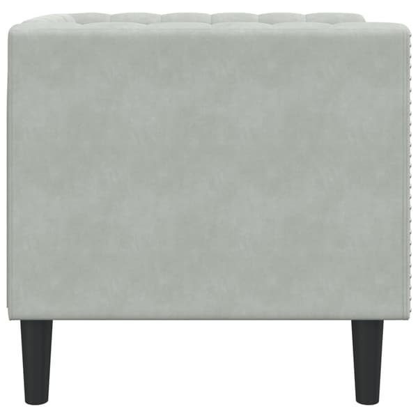 vidaXL Chesterfield-fåtölj, ljusgrå, klädd i sammet