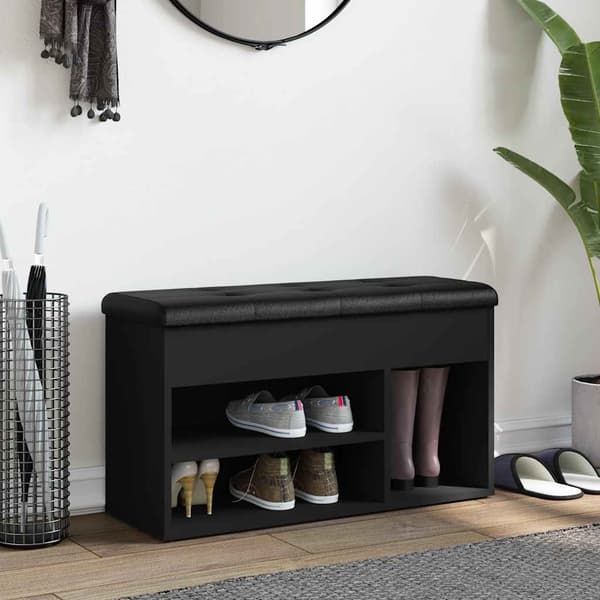 vidaXL skobænk sort 82x32x45,5 cm træbaseret materiale