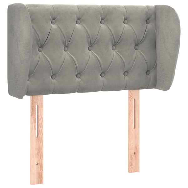 vidaXL Vingad sänggavel ljusgrå 83x23x78/88 cm sammet