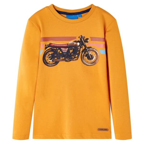 Børne langærmet T-shirt, okker, 104