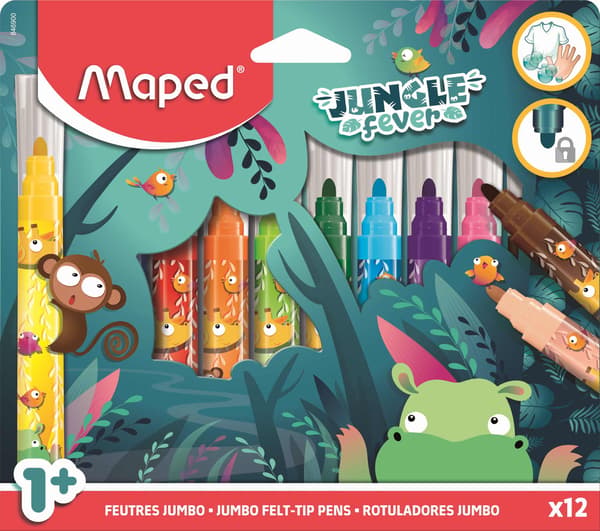 Jumbo Jungle Fever tuscher. 12 farver