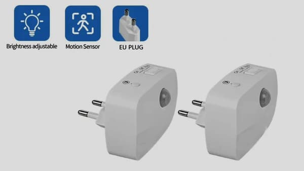 2x Smart Natlampe med Sensor, Netværksforbundet, Lille, Kontakt, PIR
