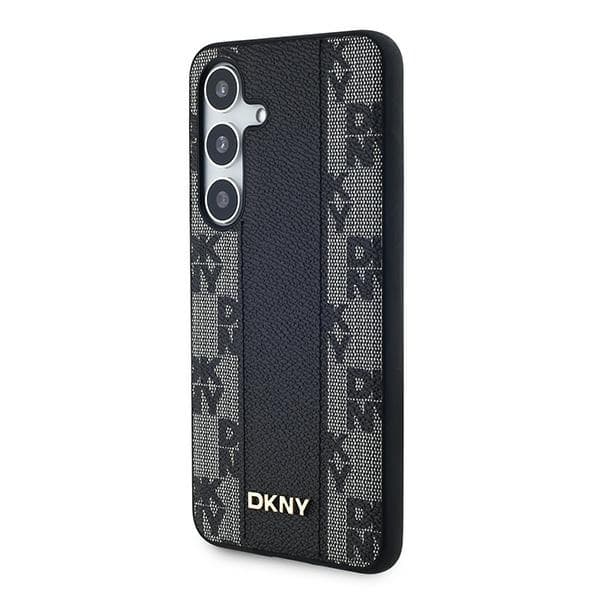 DKNY MagSafe-cover med ternet monogrammønster til Galaxy S24+, sort
