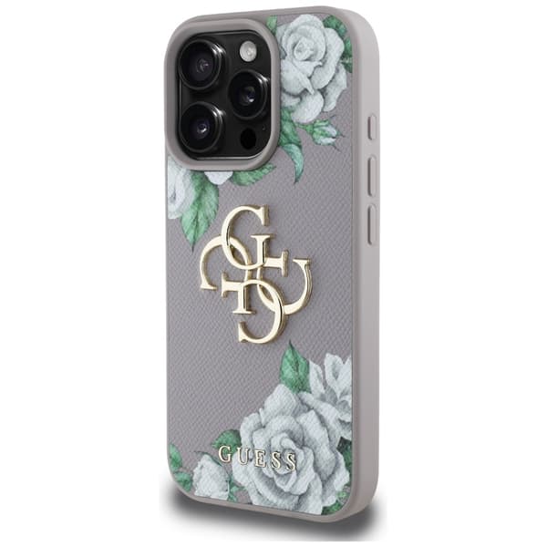 Guess Grained Roses Big 4G Logo Cover til iPhone 16 Pro Lilla