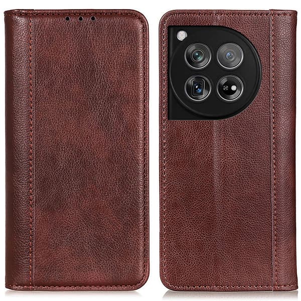 OnePlus 12 5G Pung Litchi Læderetui, Brun