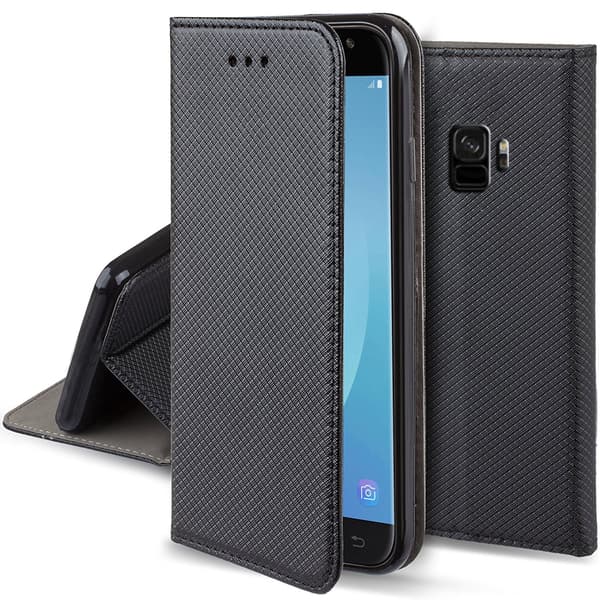 Etui til Samsung Galaxy S9 G960 LUKKET SMART MAGNETETUIL SORT+GLAS