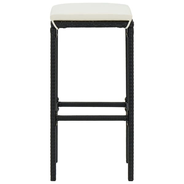 vidaXL barstole med hynder, sæt med 2, sort, polyrattan