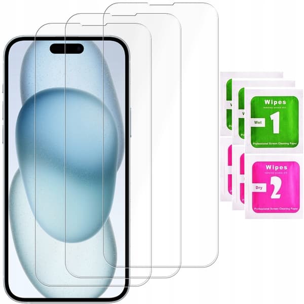 3x Hærdet glas til Apple iPhone 15 Plus glas 9H | 3-pak