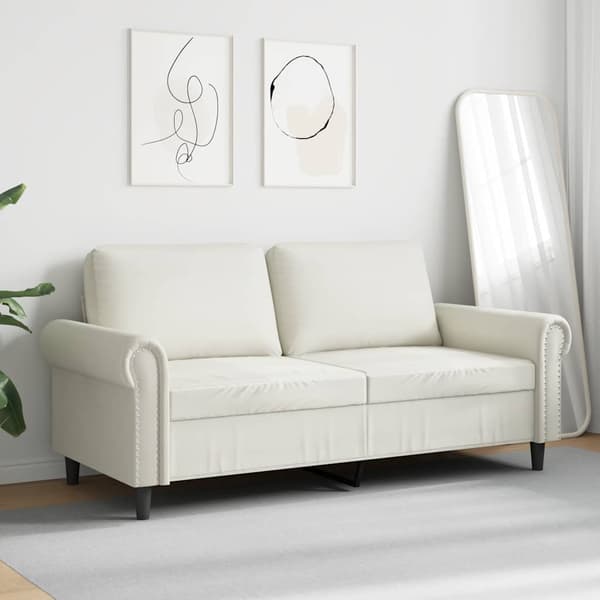 vidaXL 2-sitssoffa krämfärgad 140 cm klädd i sammet