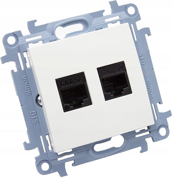 Dobbelt stikkontakt RJ 45 kat.5e SIMON 10 C52.01/11