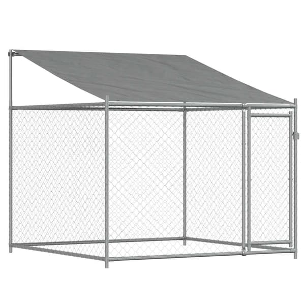 vidaXL Koiranhäkki katolla ja ovella, harmaa, 4x2x2 m, teräs