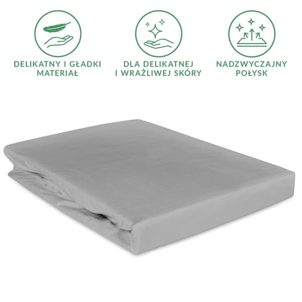 Bomullslakan 90x200 slätt satin askfärgat